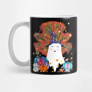 Kawaii Witch Ghost Cats Halloween Pumpkin Fall Thanksgiving Mug